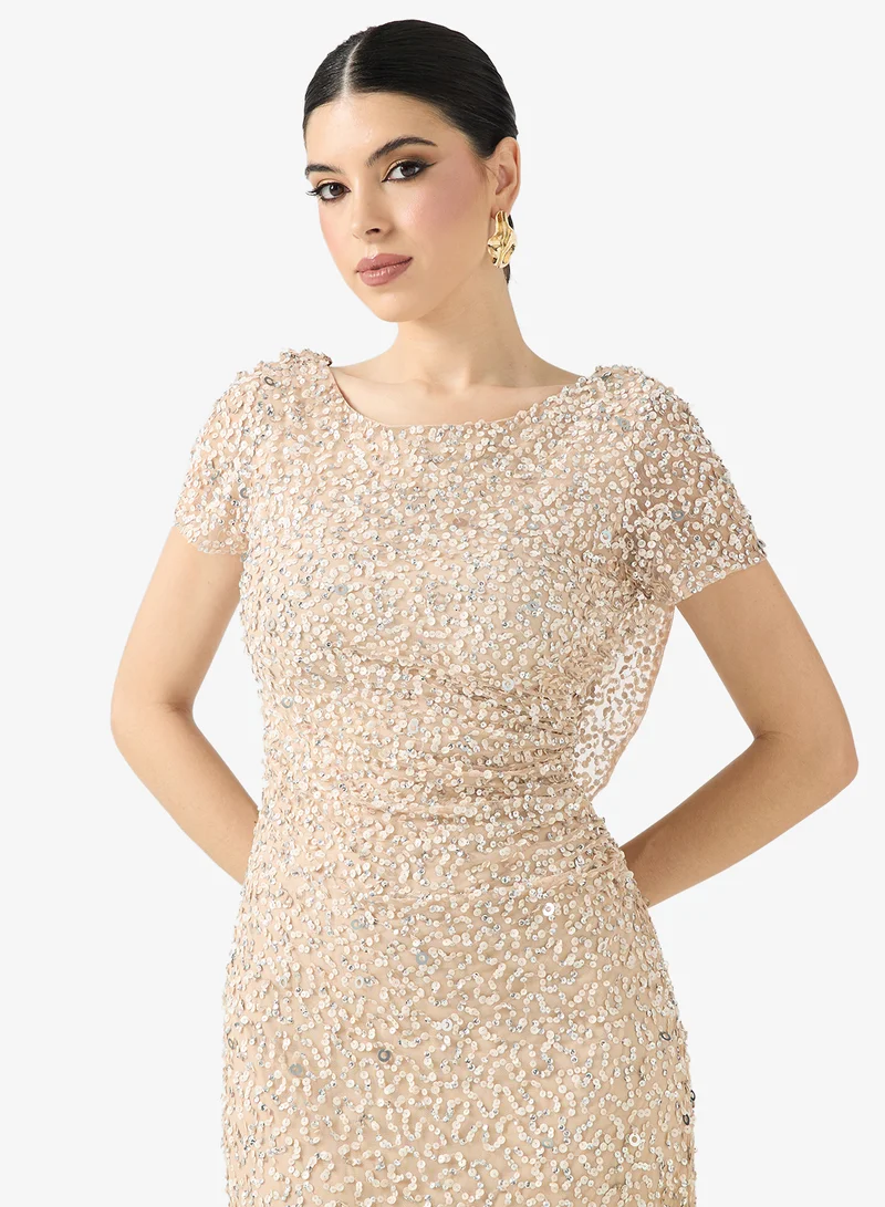 Namshi x  Sequin Embellished Dress With Back Cowl for Women | Best Price UAE